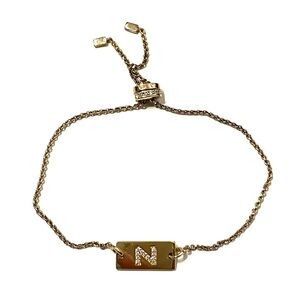 APM Monaco Gold Plated Sterling Silver Slider Initial Bracelet